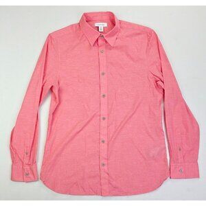 Calvin Klein Size Medium Mens Pink White Accent Embroidered Chest Logo Shirt